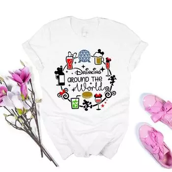 Футболка Drinking Around The World Футболки Snacking Around The World Футболка Epcot Cool Fun Vacation Футболки с графикой S серый