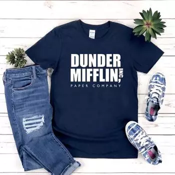 Футболка Dunder Mifflin The Office Gift Рубашка Дуайта Шрута Забавная футболка с телешоу Dunder Mifflin Paper Company Футболки унисекс Топы S чёрный