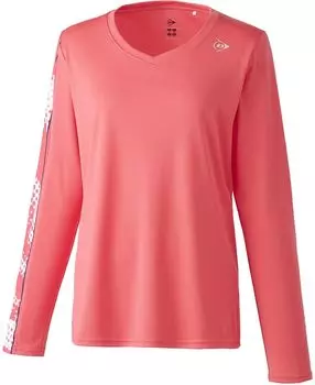 Футболка Dunlop Tennis Wear Badminton с длинным рукавом, водопоглощающая, быстросохнущая, с защитой от ультрафиолета DAP1466W 2024FW Flash Red S [DUNLOP] женская