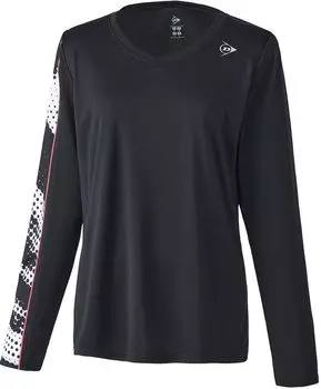 Футболка Dunlop Tennis Wear Badminton с длинным рукавом, впитывающая воду, быстросохнущая, с защитой от ультрафиолета DAP1466W 2024FW, черная, размер M [DUNLOP], женская чёрный