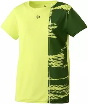 Футболка Dunlop Tennis Wear Badminton с коротким рукавом, впитывающая воду, быстросохнущая, с защитой от ультрафиолета DAP1463W 2024FW, светло-зеленая, S [DUNLOP], женская светло-зеленый