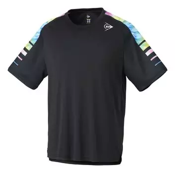 Футболка Dunlop Tennis Wear Badminton с коротким рукавом, впитывающая воду, быстросохнущая, с защитой от ультрафиолета DAP1403 2024SS, черная, размер S [DUNLOP] чёрный