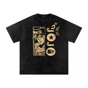 Футболка Джотаро Куджо для мужчин женщин JoJo s Bizarre Adventure лето винтажная выстиранная мужская футболка хлопковые топы одежда S