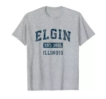 Футболка Elgin Illinois IL Vintage Sports Design Navy Print