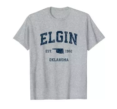 Футболка Elgin Oklahoma OK Vintage Athletic Navy Sports Design