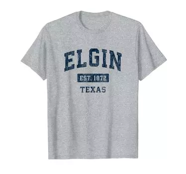 Футболка Elgin Texas TX Vintage Sports Establishment с дизайном Navy серый
