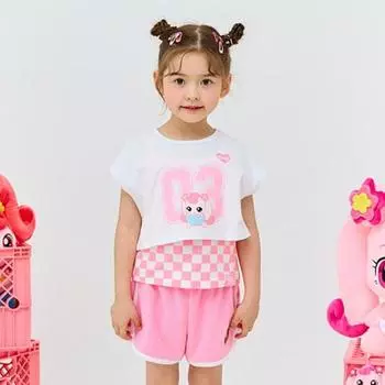 Футболка Emotion Castle для девочек Tiniping Hachu Preppy Crop + комплект без рукавов, популярный персонаж в Корее
