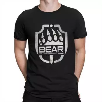 Футболка Escape From Tarkov Bear из полиэстера Harajuku Fashion Мужская футболка с круглым вырезом Мужские топы S чёрный