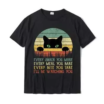 Футболка Every Snack You Make Cat Funny Cat Mom Cat Dad для женщин, унисекс, хлопковая футболка с буквенным принтом 4XL чёрный