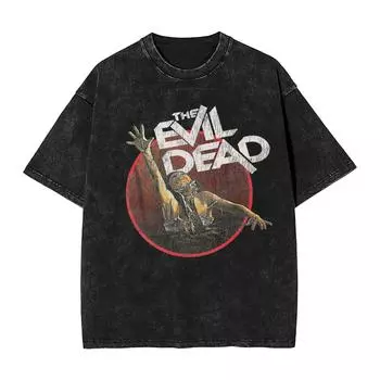 Футболка Evil Dead Поношенная Выстиранная Уличная Одежда Хип-Хоп Новинка Футболка Футболки Топы Мужская Женская Короткий Рукав С Графическим Принтом S