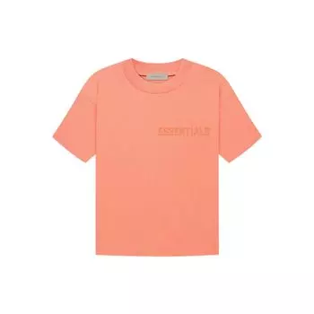 Футболка Fear Of God Essentials FW22 с короткими рукавами и коралловым логотипом, бархатные флокированные топы унисекс, кораллово-красный FOG-FW22-084 L