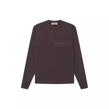 Футболка Fear of God Essentials с длинными рукавами, вышивкой логотипа спереди и мужским топом в рубчик с круглым вырезом, сливового цвета FOG-SS23-077 L