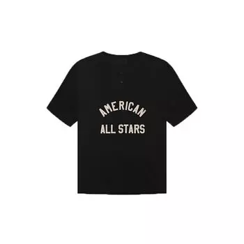Футболка Fear of God Seventh Collection All Star Henley с круглым вырезом и короткими рукавами, топы унисекс, черные, FOG-FW20-003 XS