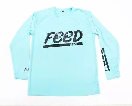 Футболка Feed Lures Dry Fit с длинными рукавами, размер L, бирюзовая (8057)