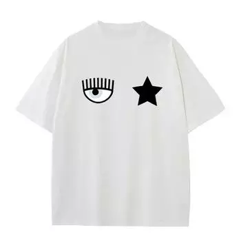 Футболка FerragniES Eyes C-Chiara из хлопка с классным принтом для женщин, унисекс, повседневная, с коротким рукавом, унисекс, классические футболки для женщин, летняя одежда 4XL белый