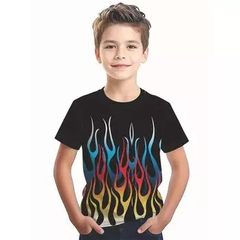 Футболка Flame Fashion для мальчиков, верхняя футболка, детская одежда для мальчиков с 3D-принтом, футболка с коротким рукавом, детская одежда 140