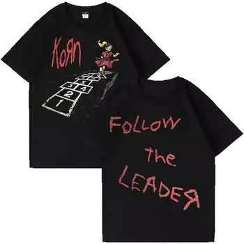 Футболка Follow The Leader Футболки унисекс с круглым вырезом и коротким рукавом с графическим принтом от Korn Follow The Leader Merch XS чёрный