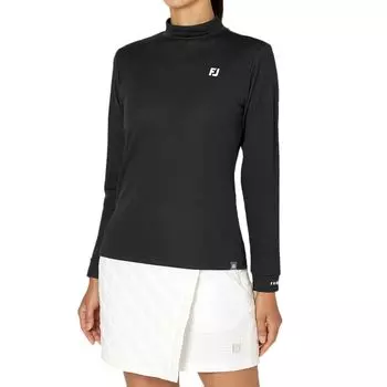 Футболка FootJoy Golf DRY THROUGHLIGHT с цветным рукавом и длинным рукавом с воротником-стойкой, черная, женская, чёрный