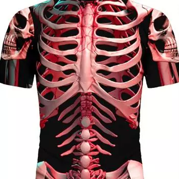 Футболка Funny Bones для мужчин, повседневные футболки, футболка с коротким рукавом и принтом 3D-черепов, мужская одежда, летние топы свободного покроя с круглым вырезом L