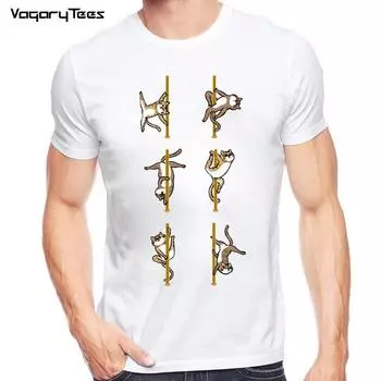 Футболка Funny Cute Pugs Dance, мужская, с принтом английского бульдога/кошки для танцев на шесте, хипстерская, с коротким рукавом S