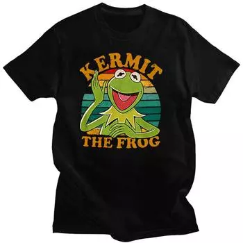 Футболка Funy The Muppet Christmas Carol Show унисекс в стиле ретро 90-х годов с изображением лягушонка Кермита, подарочная футболка для рождественской вечеринки 4XL чёрный