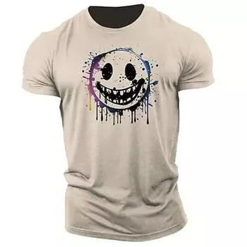 Футболка Футболка с графическим рисунком Повседневный стиль Классический стиль Графические принты Смешная одежда с круглым вырезом Одежда на открытом воздухе Уличная с коротким рукавом с принтом Модельер S