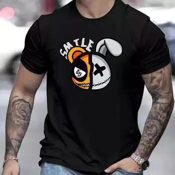 Футболка, футболка с рисунком Мужская летняя одежда, мужская одежда Футболки с рисунком Мужская одежда Футболка Harajuku большого размера S бежевый