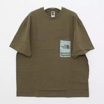 Футболка Galleria Supreme North Face с коротким рукавом и принтом на кармане Ss23kn2 Olive 2XL