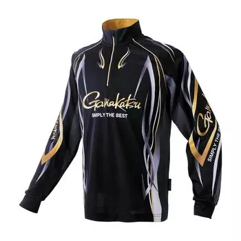 Футболка Gamakatsu 2WAY Print на молнии (Длинный рукав) GM3734 Черный М
