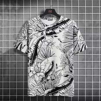 Футболка Гавайи, мужская футболка, модные топы с короткими рукавами, новая мужская повседневная футболка, летняя одежда большого размера с круглым вырезом L