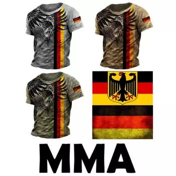 Футболка Germany Eagle MMA Mix Martial Art 3D Muay Thai с принтом Kick Boxing Vintage Retro Training Quick Dry для мужчин и женщин унисекс с коротким рукавом и круглым вырезом S