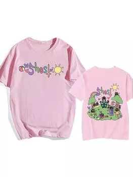 Футболка Ghost Band Футболка в стиле хип-хоп из 100% хлопка Повседневная футболка с коротким рукавом и круглым вырезом Футболки поклонников музыкальных групп Футболки унисекс XS розовый