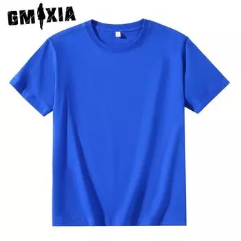 Футболка GMXIA Compact Sello Combed Cotton O-Neck с однотонным принтом для мужчин и женщин, полукороткий рукав, плотный хлопок, белый цвет, без рисунка S белый
