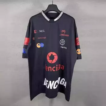 Футболка гоночного костюма Paris B High-Edition Classic с логотипом: Вышитый, свободный крой, унисекс, короткий рукав. Large серый/синий