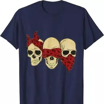 Футболка Gothic Hear See Speak No Evil Skull Heads Мужская одежда Графические футболки Футболки большого размера Футболки S