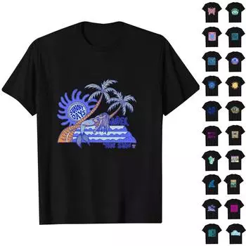 Футболка Графический Текст Бассейн 3D Печать Уличный Повседневный Короткий Рукав Печатный Базовый Топы L синий