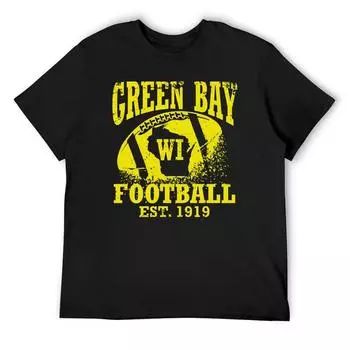 Футболка Green Bay Football Большие размеры, топы, футболки с изображением аниме, винтажные футболки, большие простые черные футболки для мужчин S белый