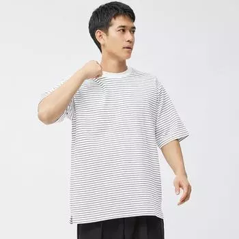Футболка GU by Uniqlo Dry Punch с круглым вырезом и каймой до половины рукава