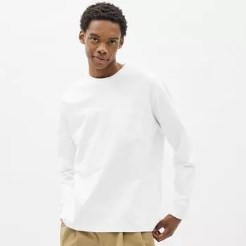 Футболка GU by Uniqlo Heavyweight с круглым вырезом и длинными рукавами