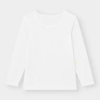 Футболка Gu By Uniqlo Kids в стиле унисекс с круглым вырезом и длинным рукавом +x 01 OFF WHITE/100cm