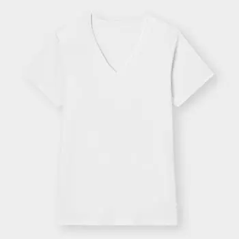 Футболка GU by Uniqlo Style Dry Mesh с V-образным вырезом и короткими рукавами 00 WHITE/XS