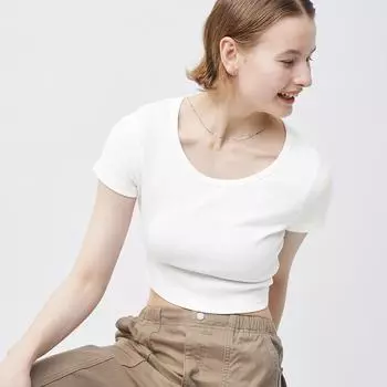 Футболка GU by Uniqlo в рубчик с коротким рукавом +E