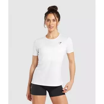 Футболка GYMSHARK для тренировок, белая B2A5Z WBBM XXS