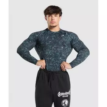 Футболка GYMSHARK Element Baselayer с длинным рукавом, титаново-синяя A1B1C UCYG XS