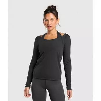 Футболка Gymshark Elevate с длинным рукавом, черная B9a5s Bb2j XXS