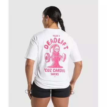 Футболка Gymshark Graphic Reaper Oversized, белая B2b7d Wb57 XS