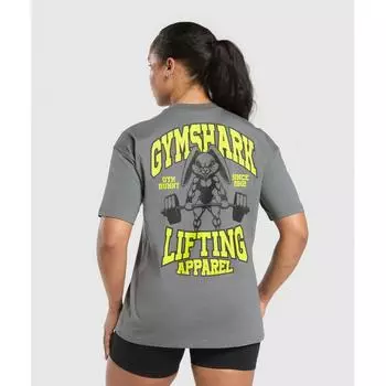 Футболка Gymshark Gym Bunny Oversized Pitch Grey B2b7e Gb7q XXS