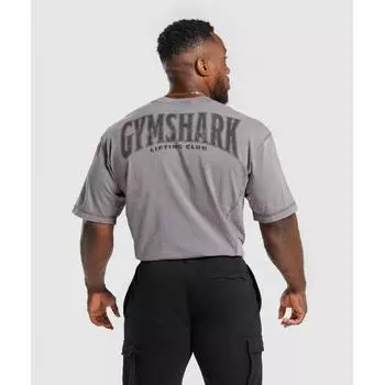 Футболка GYMSHARK Heritage стираная, фиолетовая, A4A9H PBVT M