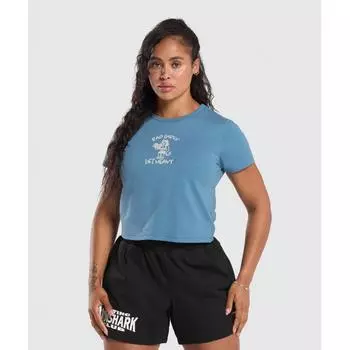 Футболка GYMSHARK Lifting Club Graphic Baby, выцветшая синяя B2B7X UCMG