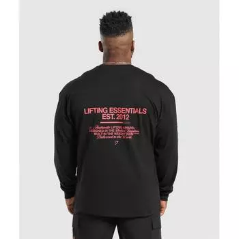 Футболка Gymshark MeTal LifTing с длинным рукавом и принтом, черная A7a1s Bb2j S